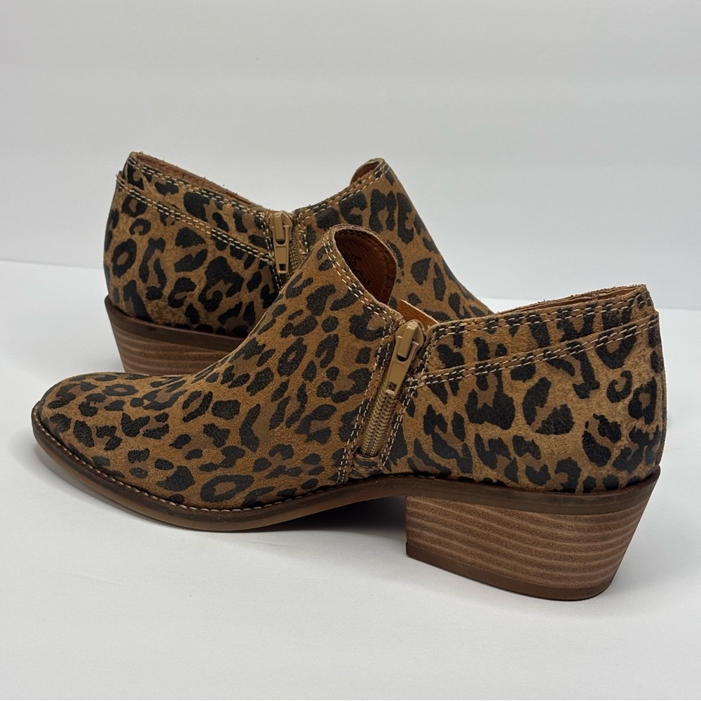 Lucky Brand Women's Leopard Print Fanky Ankle Boots side zip 9 M - Picture 9 of 14